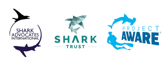 Logos: Shark Advocates International, The Shark Trust, Project Aware.